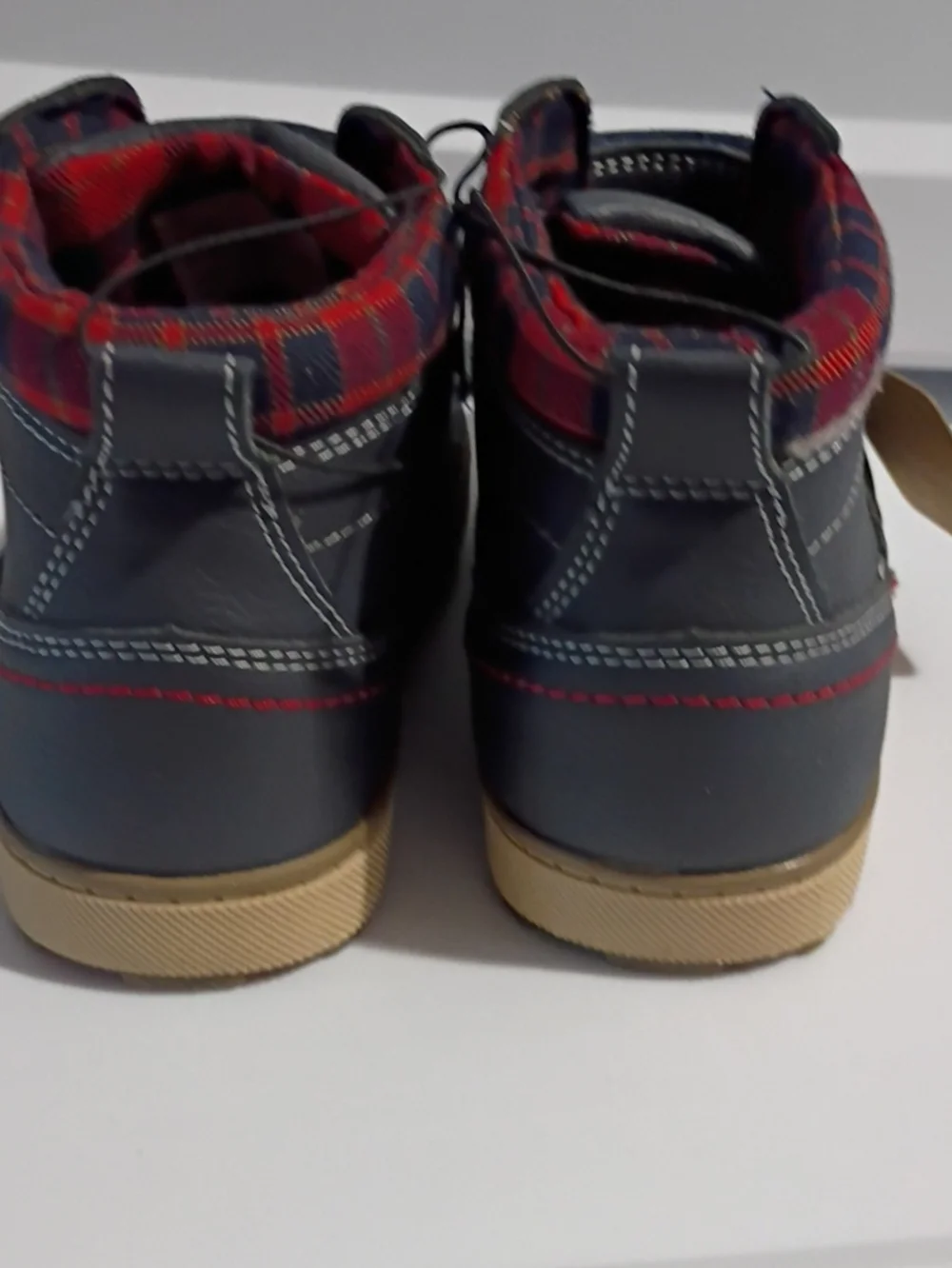 EDDIE BAUER Toddler Boys Navy and Red High-Top Sneaker Boots Size 12 NWT